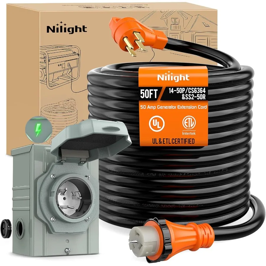 50A 50FT Heavy Duty Generator  - Outdoor Power Inlet Box review and price