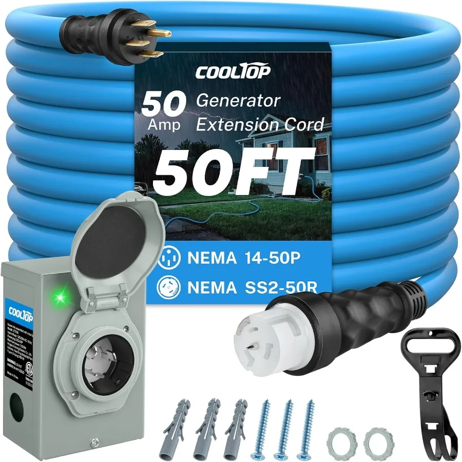 50 Amp Generator Cord and Powe - Outdoor Power Inlet Box review and price
