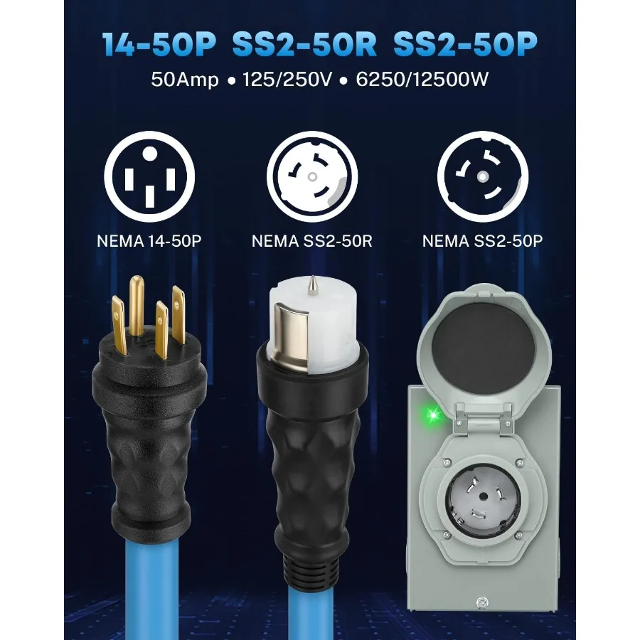 50 Amp Generator Cord and Powe - Outdoor Power Inlet Box review and price