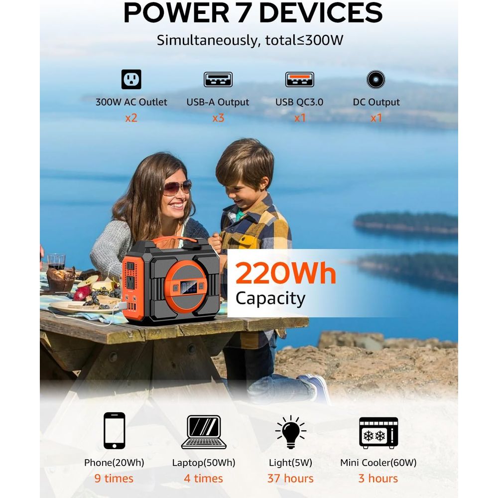 Portable 300W Solar Generator  - Outdoor Power Bank With Ac Outlet review and price